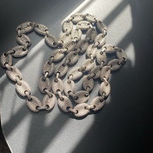 Mens sterling silver gucci  mariner link with lab made diamonds.